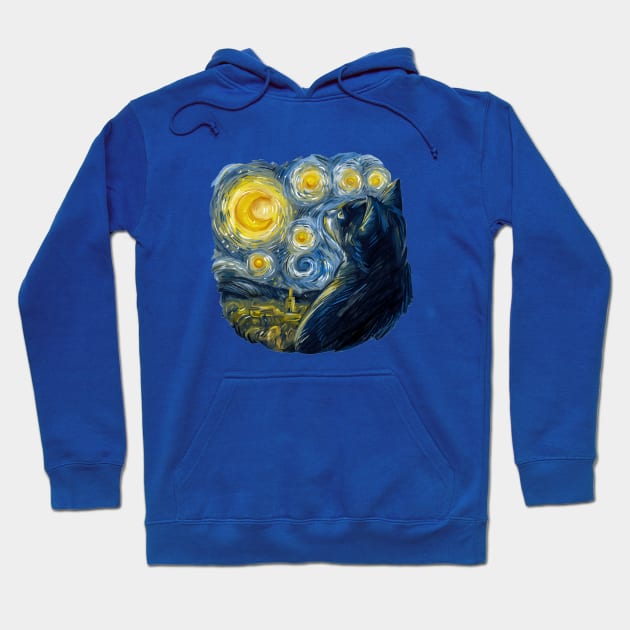 Cat in Van Gogh world Hoodie by Catfactory